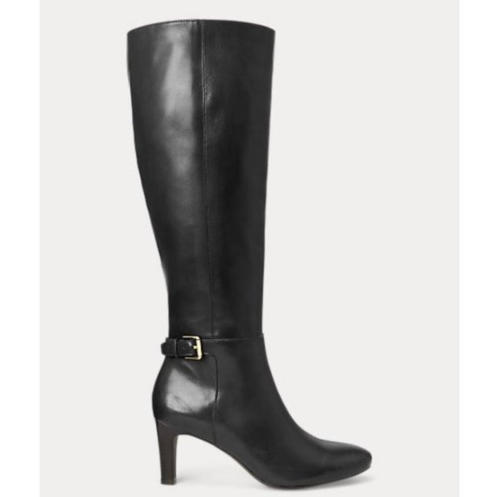 Ralph Lauren Women's Eastwell Faux Leather Knee High Dress Boots